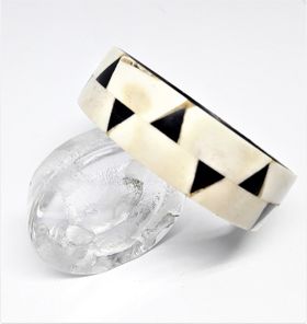 Stelt armband svart/vitt, av buffelben-/horn, F