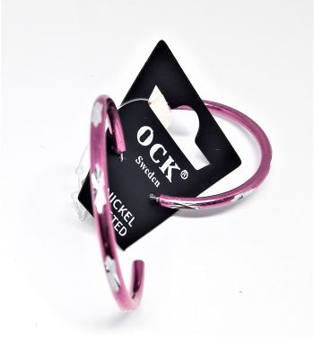Örhänge, rosa med silverfärgat mönster