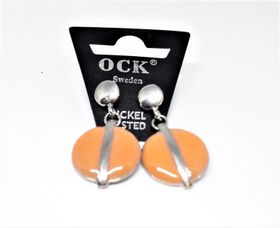 Runt örhänge, orange med silverfärgat streck
