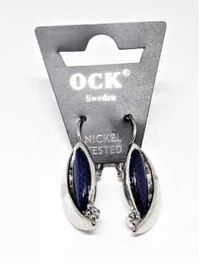Fint ovalt örhänge i blått och silverfärg