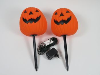 Partylampor i form av pumpa, 2 pack inkl adapter och markspjut, Markslöjd