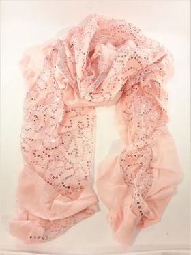 Rosa scarf med glittrande paljetter