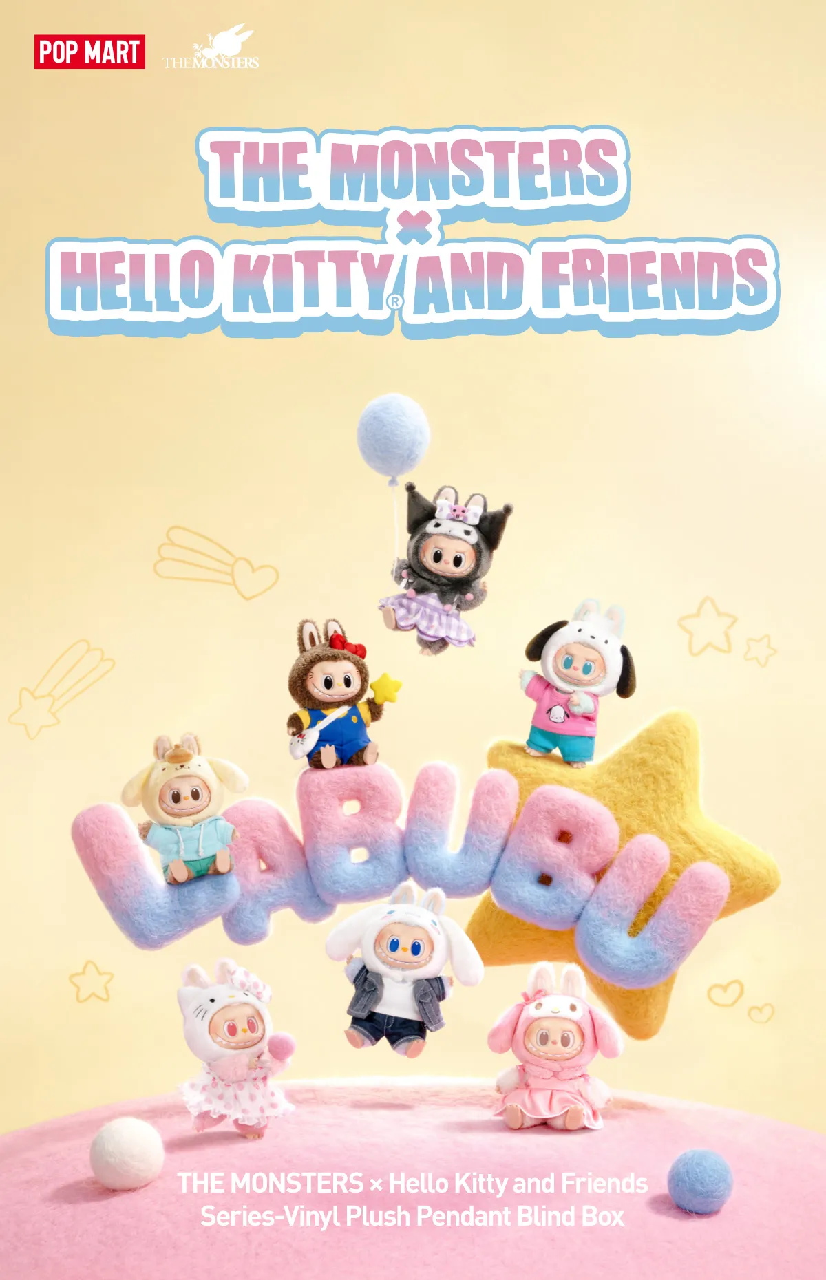 THE MONSTERS × Hello Kitty and Friends Series-Vinyl Plush Pendant Blind Box (1)