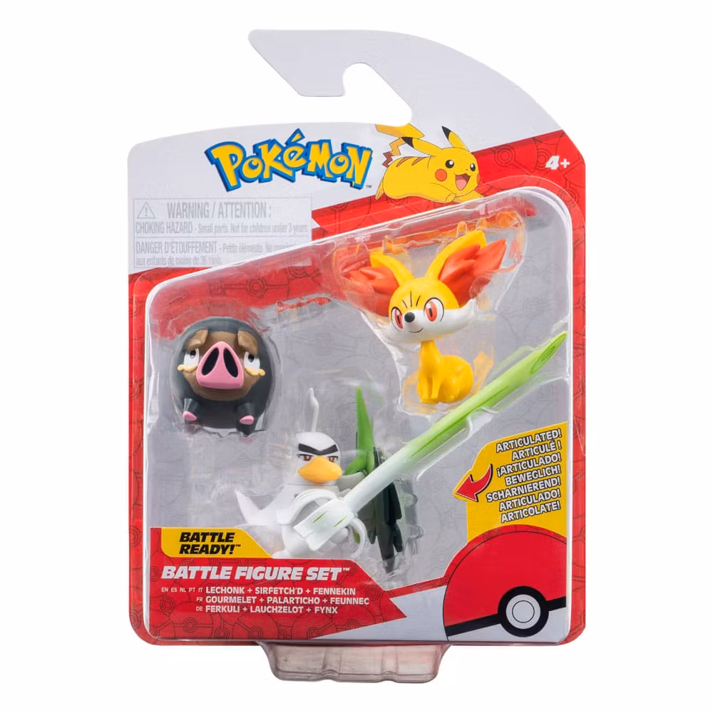 Pokémon Battle Figure Set Figure 3-Pack Fennekin & Lechonk & Sirfetch'd
