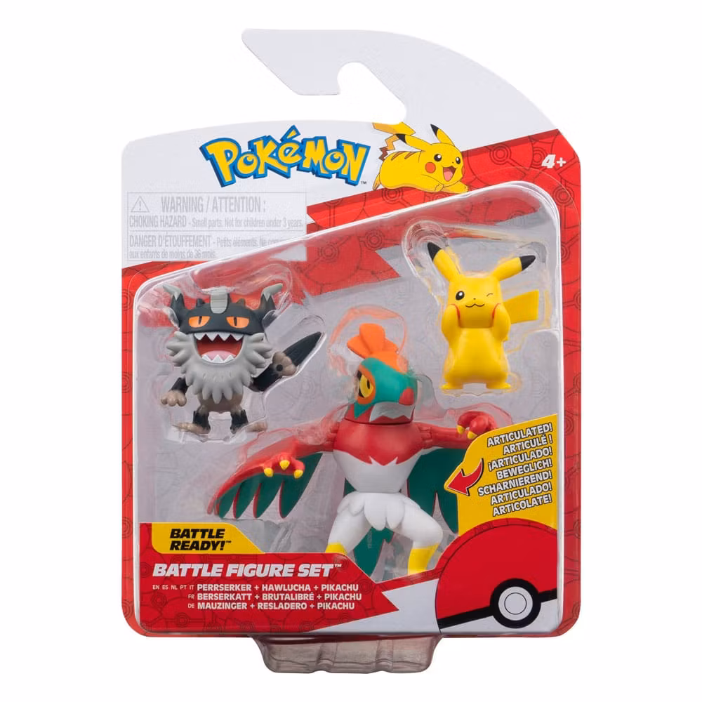 Pokémon Battle Figure Set Figure 3-Pack Pikachu & Perrserker & Hawlucha