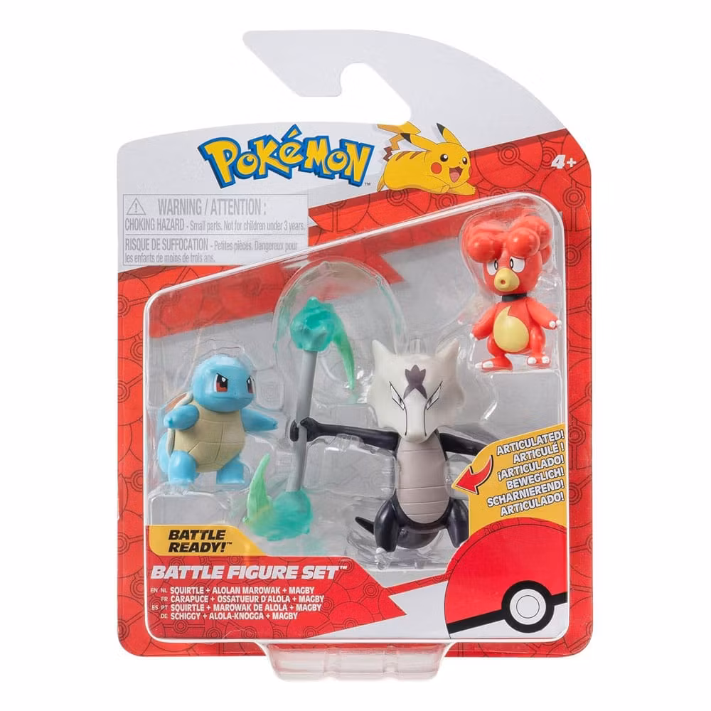 Pokémon Battle Figure Set 3-Pack Magby, Squirtle, Alolan Marowak