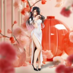 Mai Okuma Illustration Iyashikei White Chinese Dress Onee-san