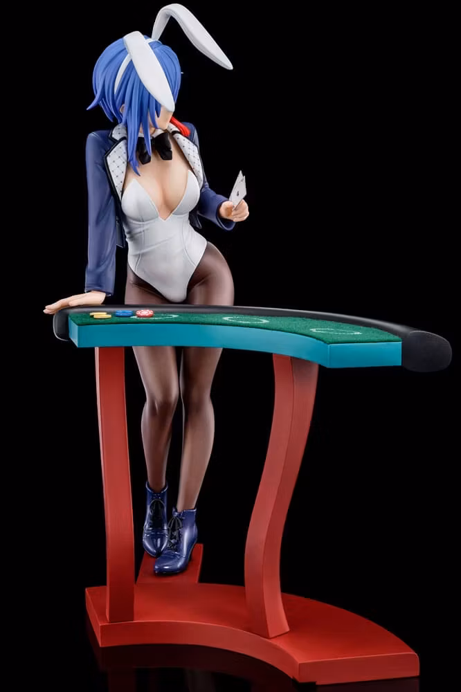 (18+) The Demon Sword Master of Excalibur Academy Sakuya Sieglinde wearing lapis lazuli blue bunny costume with Nip Slip Gimmick System