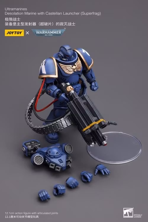 Warhammer 40K Ultramarines Desolation Marine with Superfrag Rocket Launcher 1/18 Scale Action Figure