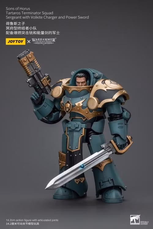 Warhammer: The Horus Heresy Sons of Horus Tartaros Terminator Squad Sergeant with Volkite Charger and Power Sword 1/18 Scale Action Figure