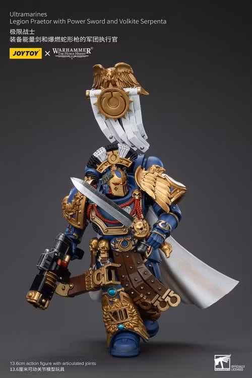 Warhammer: The Horus Heresy Ultramarines Legion Praetor with Power Sword and Volkite Serpenta 1/18 Scale Action Figure