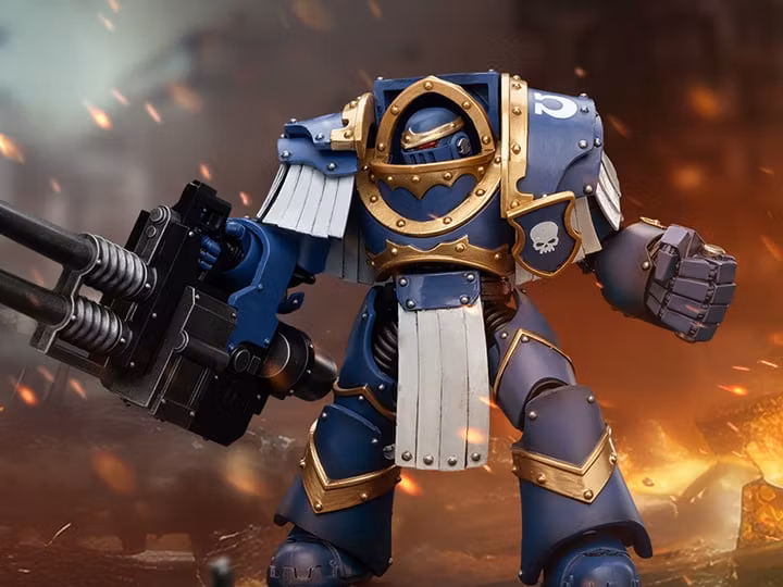 Warhammer: The Horus Heresy Ultramarines Cataphractii Terminator Squad Terminator with Reaper Autocannon 1/18 Scale Action Figure