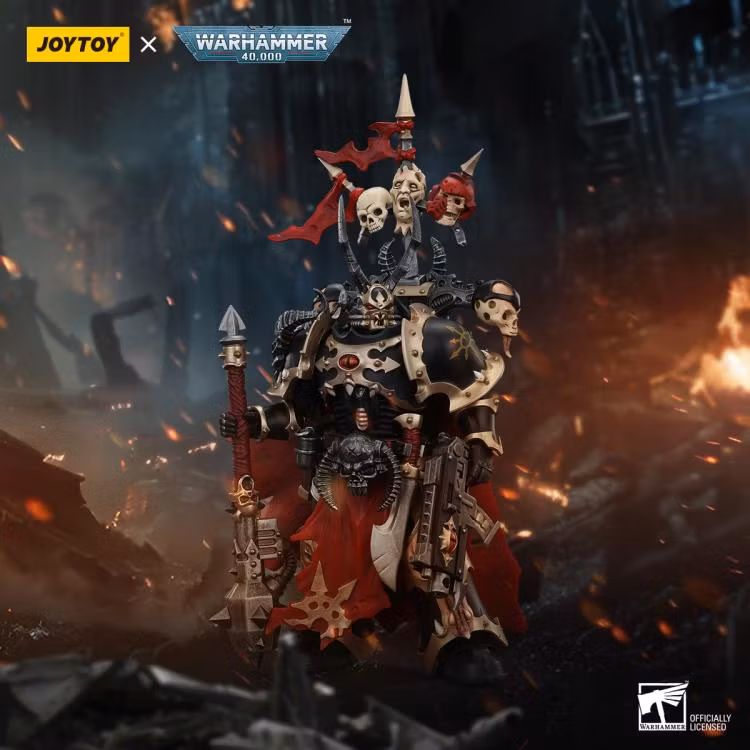 Warhammer 40K Chaos Space Marines Black Legion Chosen Champion with Bolter and Power Maul 1/18 Scale Action Figure