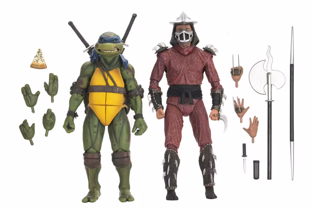 Teenage Mutant Ninja Turtles Roof Top Battle Shredder vs Leo (1990 Movie) Set of 2 Figures