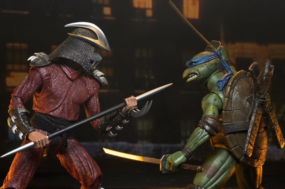 Teenage Mutant Ninja Turtles Roof Top Battle Shredder vs Leo (1990 Movie) Set of 2 Figures