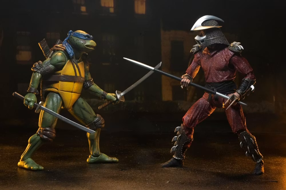 Teenage Mutant Ninja Turtles Roof Top Battle Shredder vs Leo (1990 Movie) Set of 2 Figures