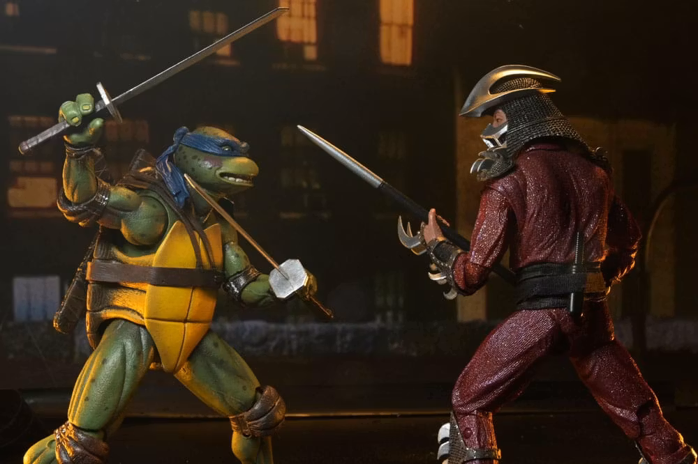 Teenage Mutant Ninja Turtles Roof Top Battle Shredder vs Leo (1990 Movie) Set of 2 Figures