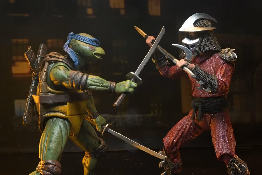 Teenage Mutant Ninja Turtles Roof Top Battle Shredder vs Leo (1990 Movie) Set of 2 Figures