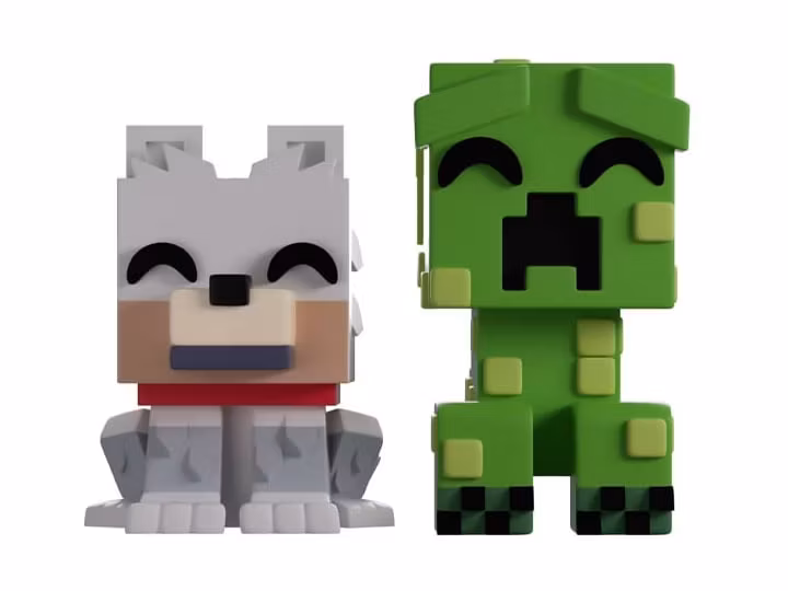 Minecraft Monitor Buddiez Wolf and Creeper Vinyl Figure Set