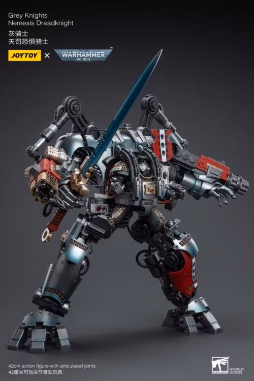 Warhammer 40K Grey Knights Nemesis Dreadknight with Terminator Caddon Vibova 1/18 Scale Action Figure Set