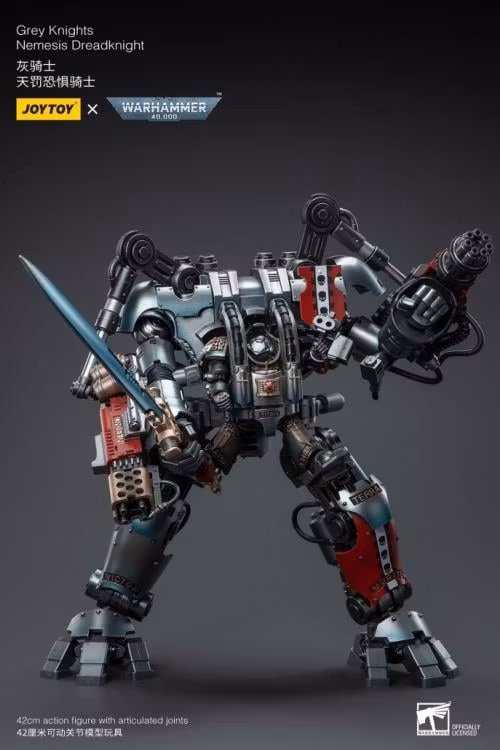 Warhammer 40K Grey Knights Nemesis Dreadknight with Terminator Caddon Vibova 1/18 Scale Action Figure Set