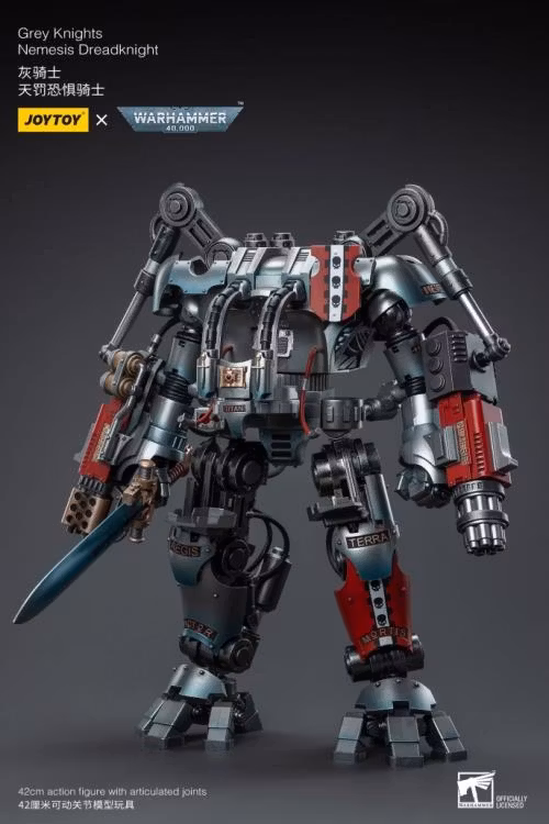 Warhammer 40K Grey Knights Nemesis Dreadknight with Terminator Caddon Vibova 1/18 Scale Action Figure Set