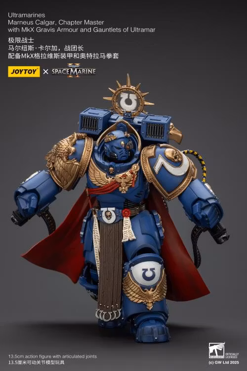 Warhammer 40,000: Space Marine 2 Ultramarines Marneus Calgar Chapter Master with MKX Gravis Armour and Gauntlets of Ultramar 1/18 Scale Action Figure