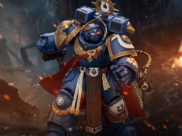 Warhammer 40,000: Space Marine 2 Ultramarines Marneus Calgar Chapter Master with MKX Gravis Armour and Gauntlets of Ultramar 1/18 Scale Action Figure