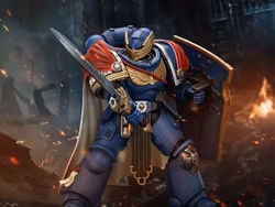 Warhammer 40,000: Space Marine 2 Ultramarines Victrix Honour Guard With Storm Shield And Power Sword 1/18 Scale Action Figure