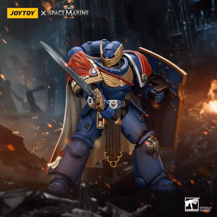Warhammer 40,000: Space Marine 2 Ultramarines Victrix Honour Guard With Storm Shield And Power Sword 1/18 Scale Action Figure