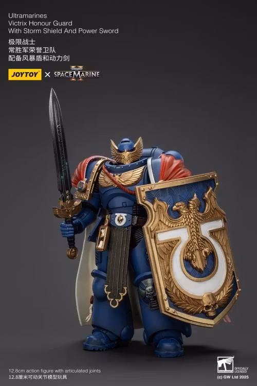 Warhammer 40,000: Space Marine 2 Ultramarines Victrix Honour Guard With Storm Shield And Power Sword 1/18 Scale Action Figure