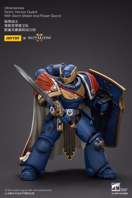 Warhammer 40,000: Space Marine 2 Ultramarines Victrix Honour Guard With Storm Shield And Power Sword 1/18 Scale Action Figure