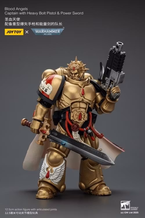 Warhammer 40K Blood Angels Captain with Heavy Bolt Pistol & Power Sword 1/18 Scale Action Figure