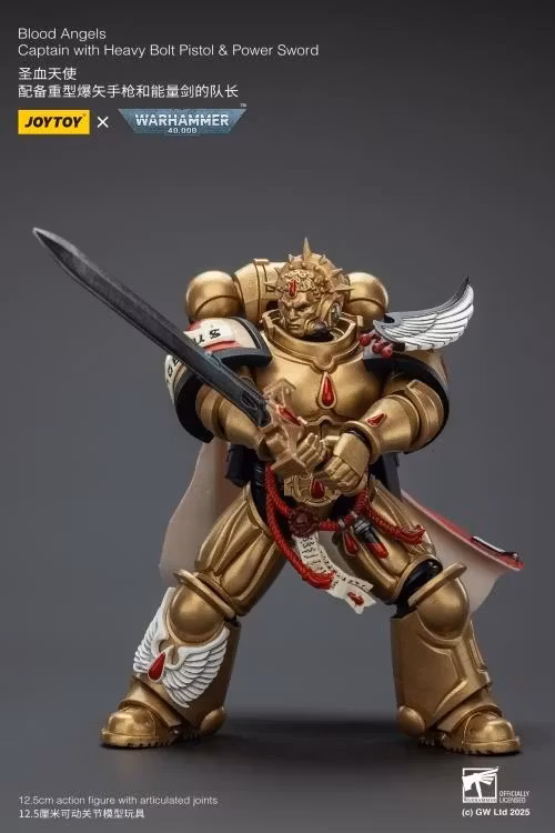 Warhammer 40K Blood Angels Captain with Heavy Bolt Pistol & Power Sword 1/18 Scale Action Figure