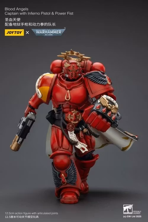 Warhammer 40K Blood Angels Captain with Inferno Pistol & Power Fist 1/18 Scale Action Figure