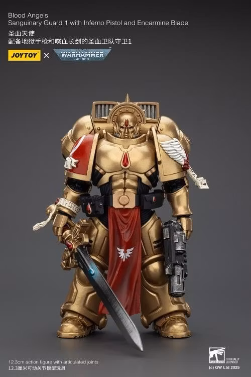 Warhammer 40K Blood Angels Sanguinary Guard 1 with Inferno Pistol and Encarmine Blade 1/18 Scale Action Figure
