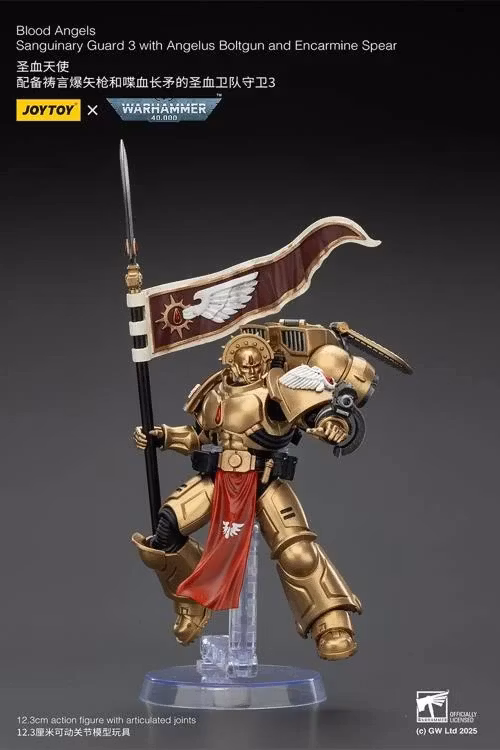 Warhammer 40K Blood Angels Sanguinary Guard 3 with Angelus Boltgun and Encarmine Spear 1/18 Scale Action Figure