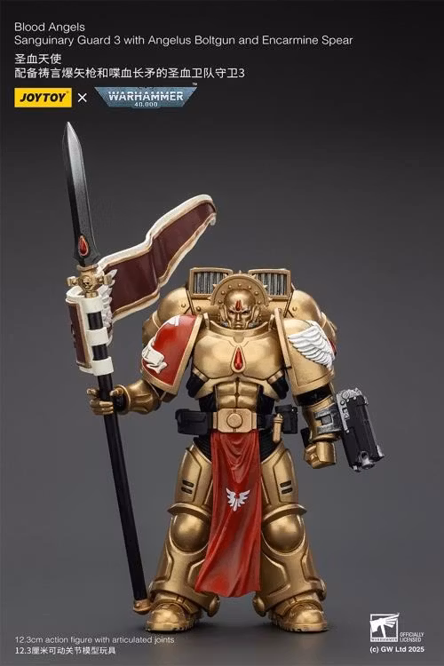 Warhammer 40K Blood Angels Sanguinary Guard 3 with Angelus Boltgun and Encarmine Spear 1/18 Scale Action Figure