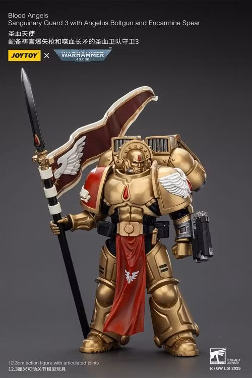 Warhammer 40K Blood Angels Sanguinary Guard 3 with Angelus Boltgun and Encarmine Spear 1/18 Scale Action Figure