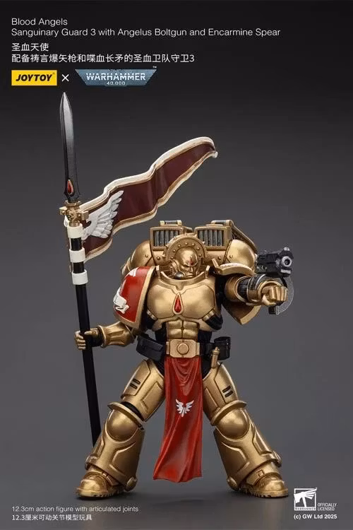 Warhammer 40K Blood Angels Sanguinary Guard 3 with Angelus Boltgun and Encarmine Spear 1/18 Scale Action Figure