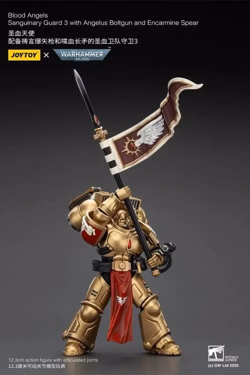 Warhammer 40K Blood Angels Sanguinary Guard 3 with Angelus Boltgun and Encarmine Spear 1/18 Scale Action Figure