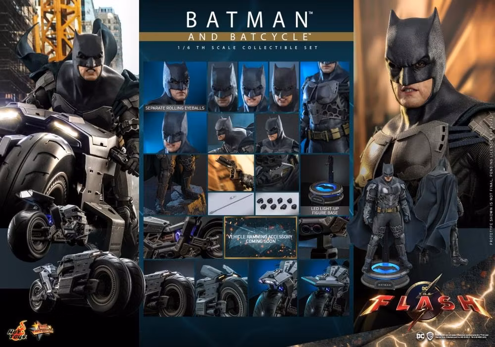 The Flash (2023) MMS705 Batman and Batcycle 1/6th Scale Collectible Figure Set