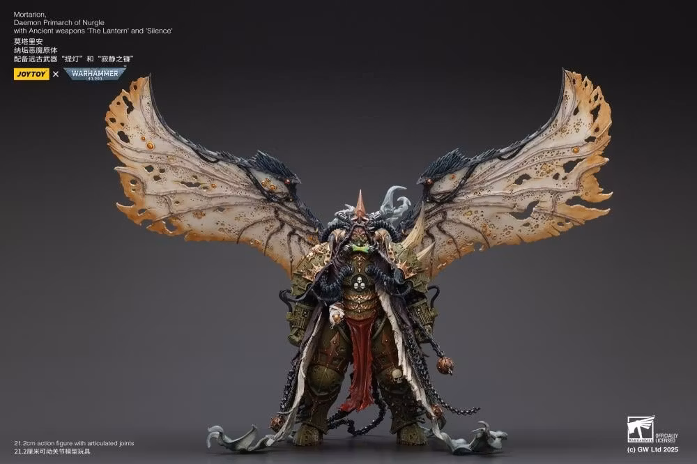 Warhammer 40,000 Mortarion, Daemon Primarch of Nurgle with Ancient Weapons "The Lantern" and "Silence" 1/18 Scale Action Figure