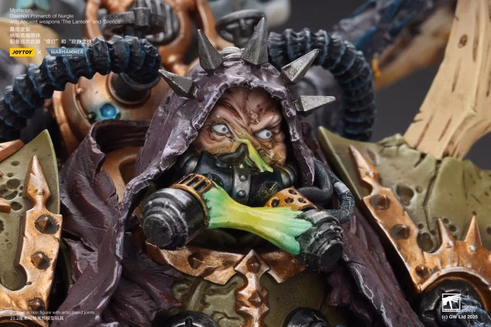 Warhammer 40,000 Mortarion, Daemon Primarch of Nurgle with Ancient Weapons "The Lantern" and "Silence" 1/18 Scale Action Figure