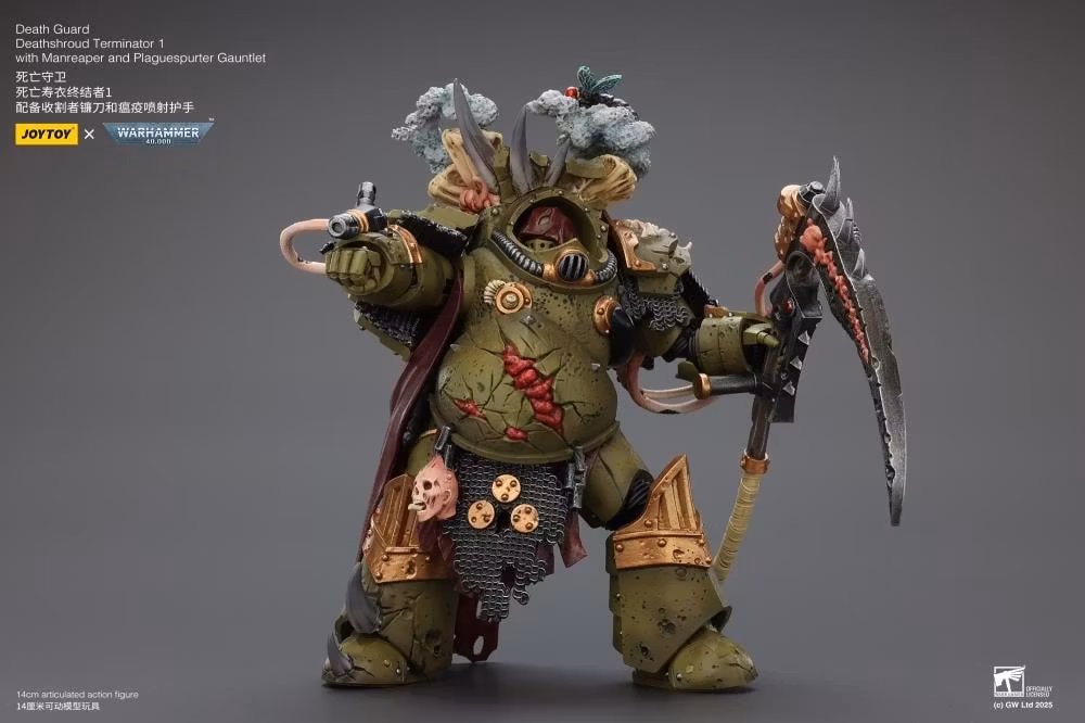 Warhammer 40,000 Death Guard Deathshroud Terminator (Ver. 1) with Manreaper and Plaguespurter Gauntlet 1/18 Scale Action Figure
