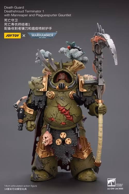 Warhammer 40,000 Death Guard Deathshroud Terminator (Ver. 1) with Manreaper and Plaguespurter Gauntlet 1/18 Scale Action Figure
