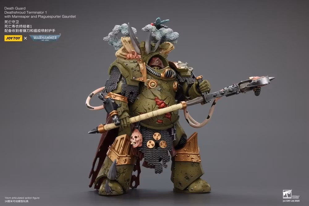 Warhammer 40,000 Death Guard Deathshroud Terminator (Ver. 1) with Manreaper and Plaguespurter Gauntlet 1/18 Scale Action Figure