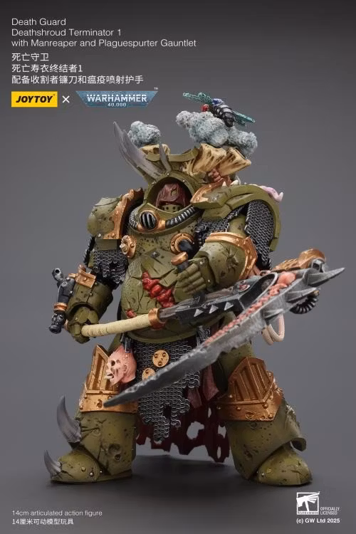Warhammer 40,000 Death Guard Deathshroud Terminator (Ver. 1) with Manreaper and Plaguespurter Gauntlet 1/18 Scale Action Figure