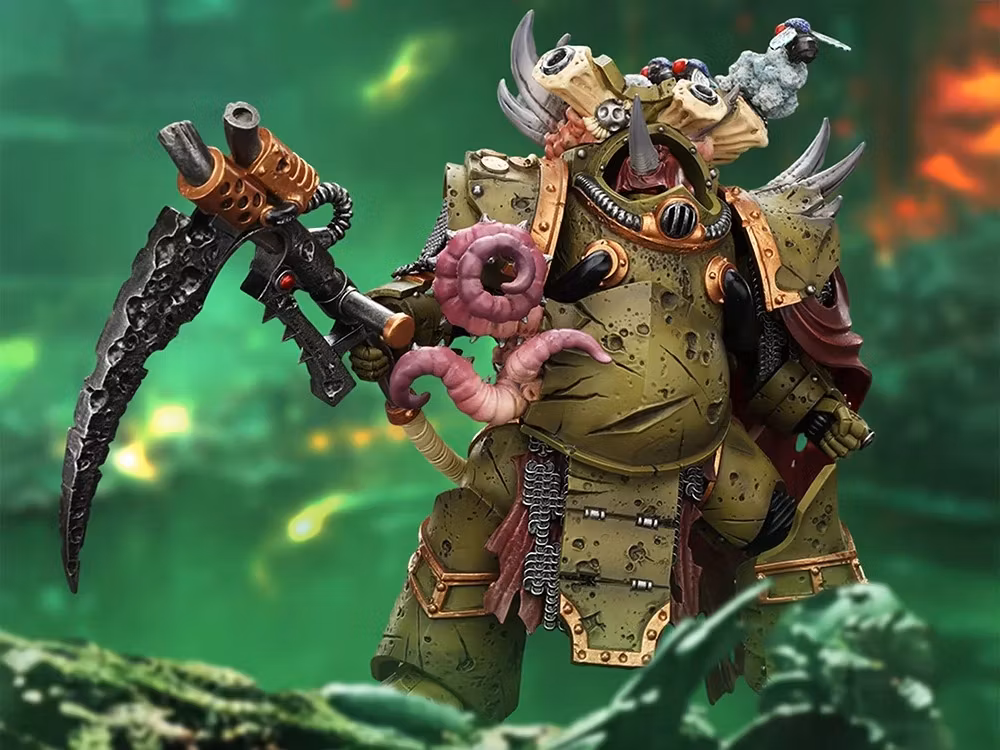 Warhammer 40,000 Death Guard Deathshroud Terminator (Ver. 2) with Manreaper and Plaguespurter Gauntlet 1/18 Scale Action Figure