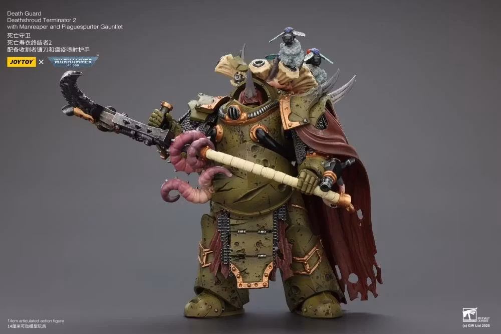 Warhammer 40,000 Death Guard Deathshroud Terminator (Ver. 2) with Manreaper and Plaguespurter Gauntlet 1/18 Scale Action Figure